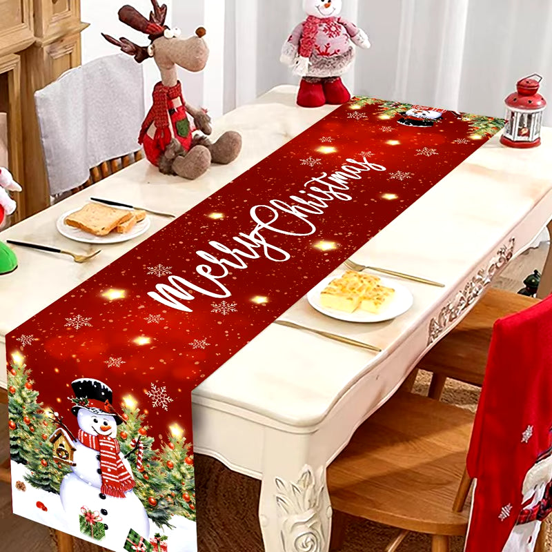 Santa Snowman Style Christmas Table Runner 