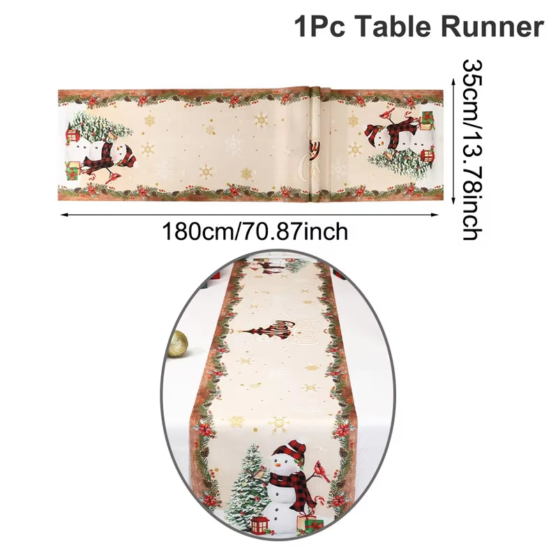 Santa Snowman Style Christmas Table Runner 