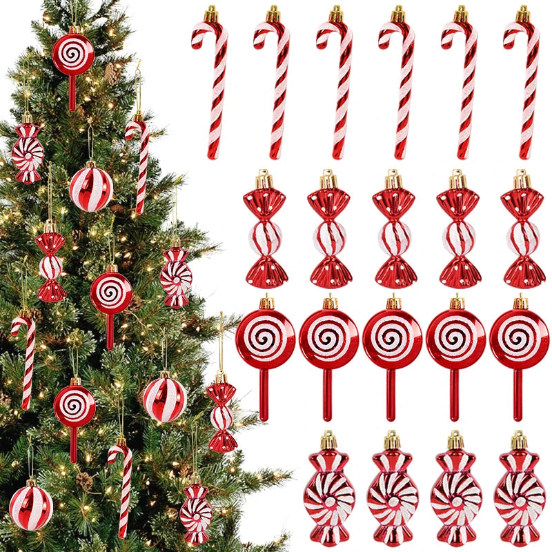 6Pcs Christmas Lollipop Candy Cane Ornaments Decorations for Home