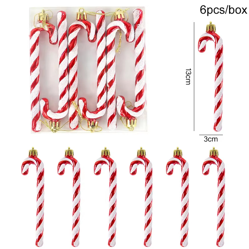 6Pcs Christmas Lollipop Candy Cane Ornaments Decorations for Home