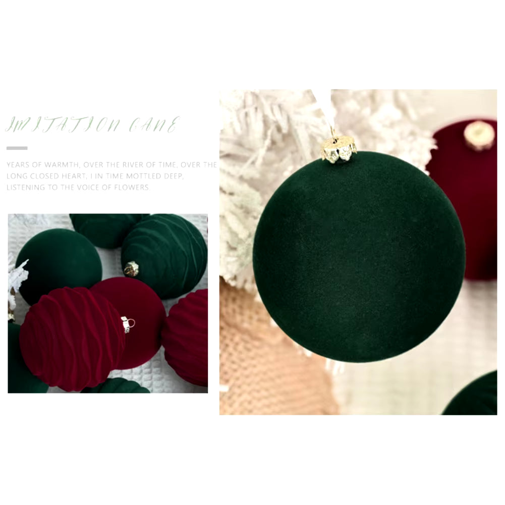 Christmas Velvet Ball Decoration12Pcs/Box 8Cm