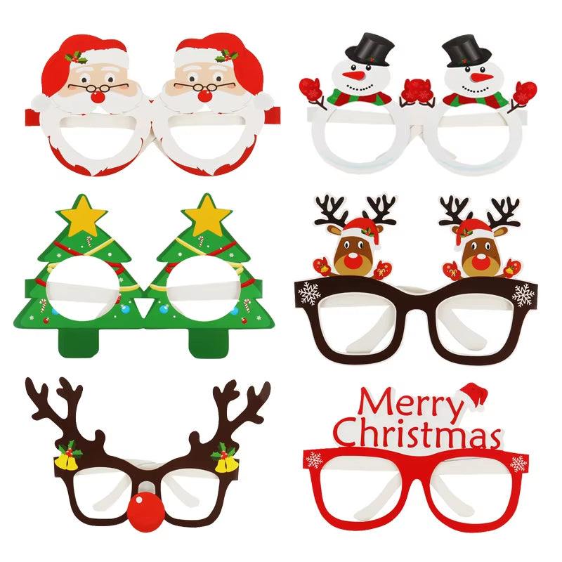 9Pcs Santa Claus Glasses Frame