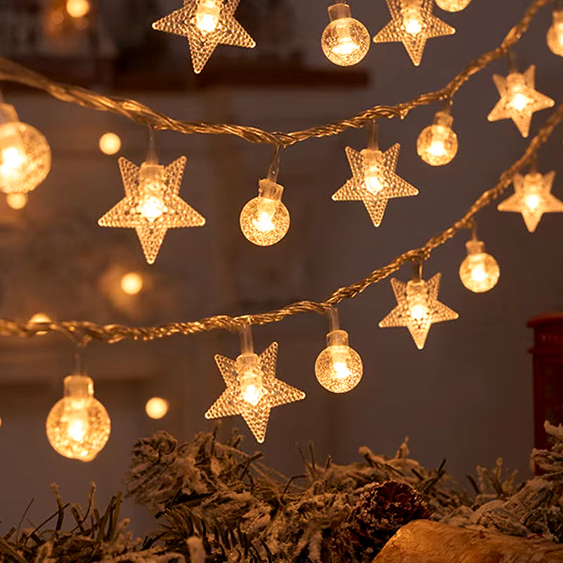 LED Snowflake Light Garland Stars