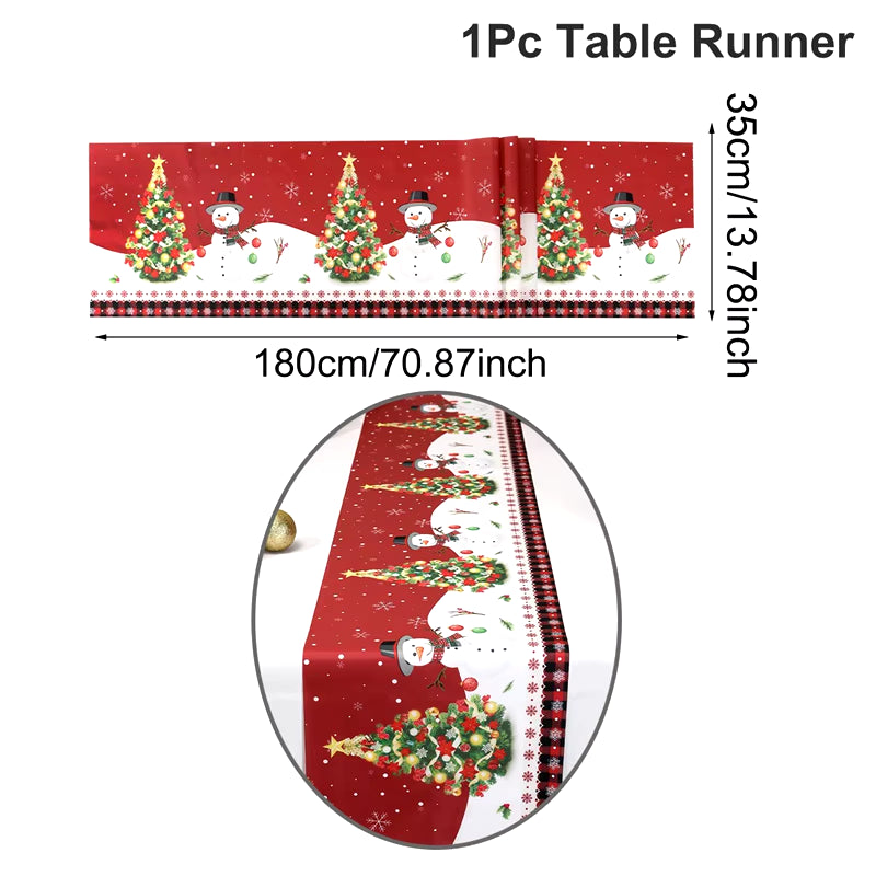 Santa Snowman Style Christmas Table Runner 