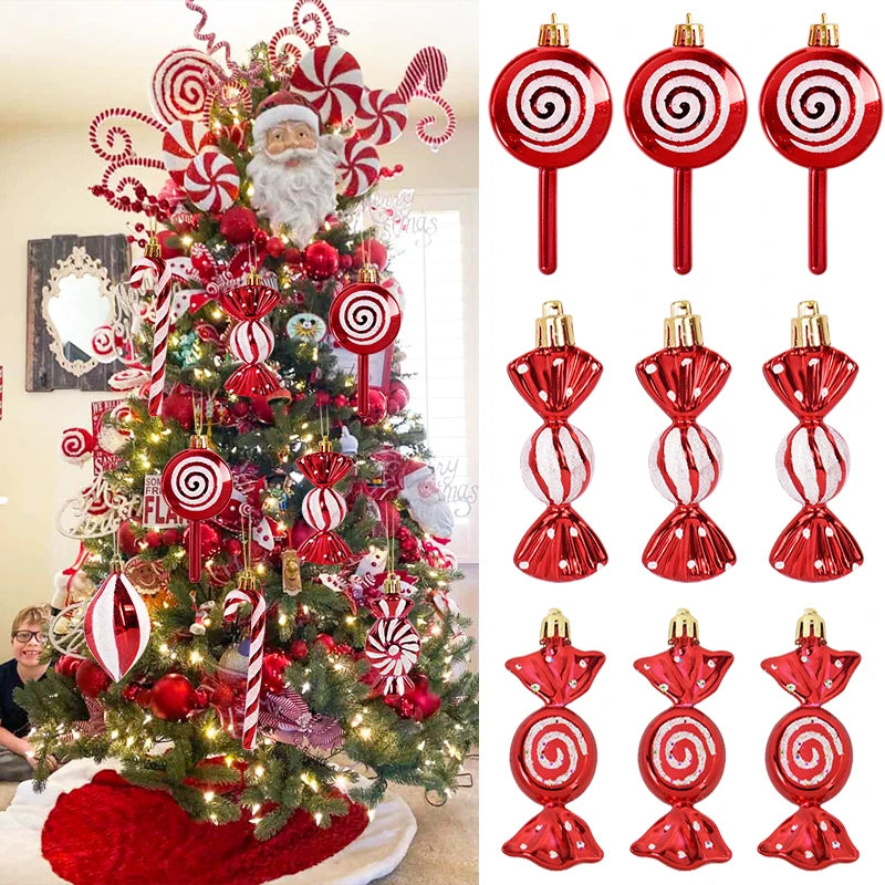 6Pcs Christmas Lollipop Candy Cane Ornaments Decorations for Home