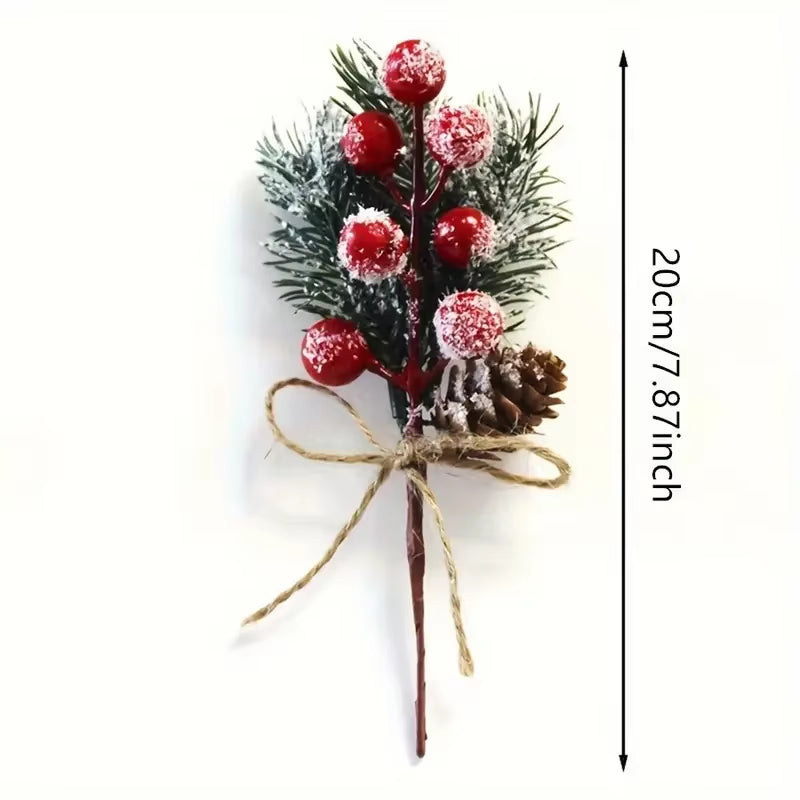 Christmas Bouquet: 5/10 Pcs of Realistic Pine Needles, Red Berries, and Pine Cones, Perfect for Home Christmas Decor