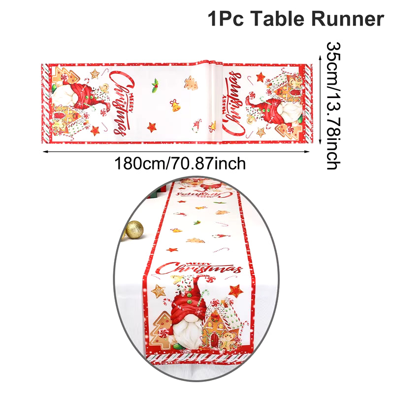 Santa Snowman Style Christmas Table Runner 