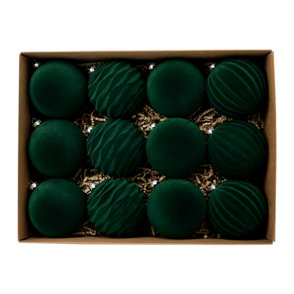 Christmas Velvet Ball Decoration12Pcs/Box 8Cm