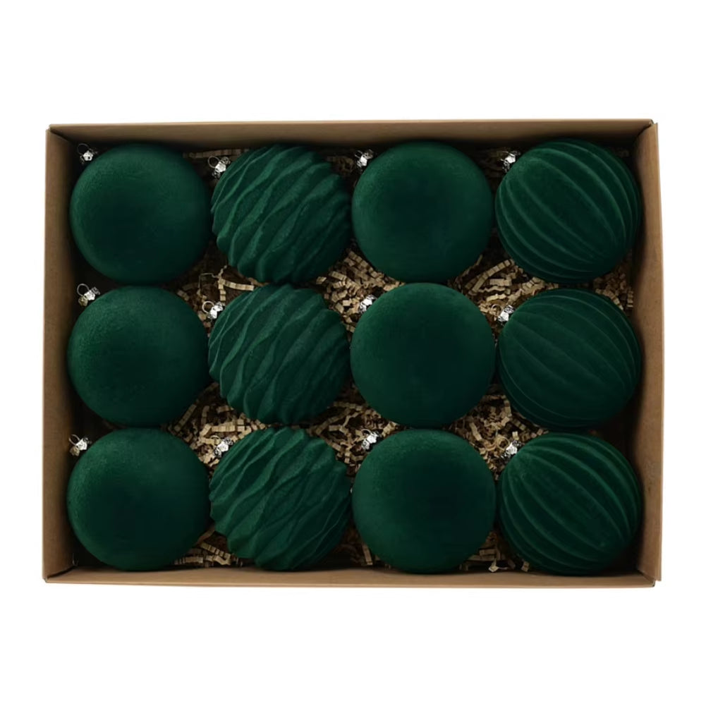 Christmas Velvet Ball Decoration12Pcs/Box 8Cm