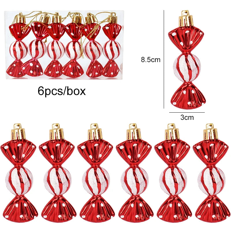 6Pcs Christmas Lollipop Candy Cane Ornaments Decorations for Home