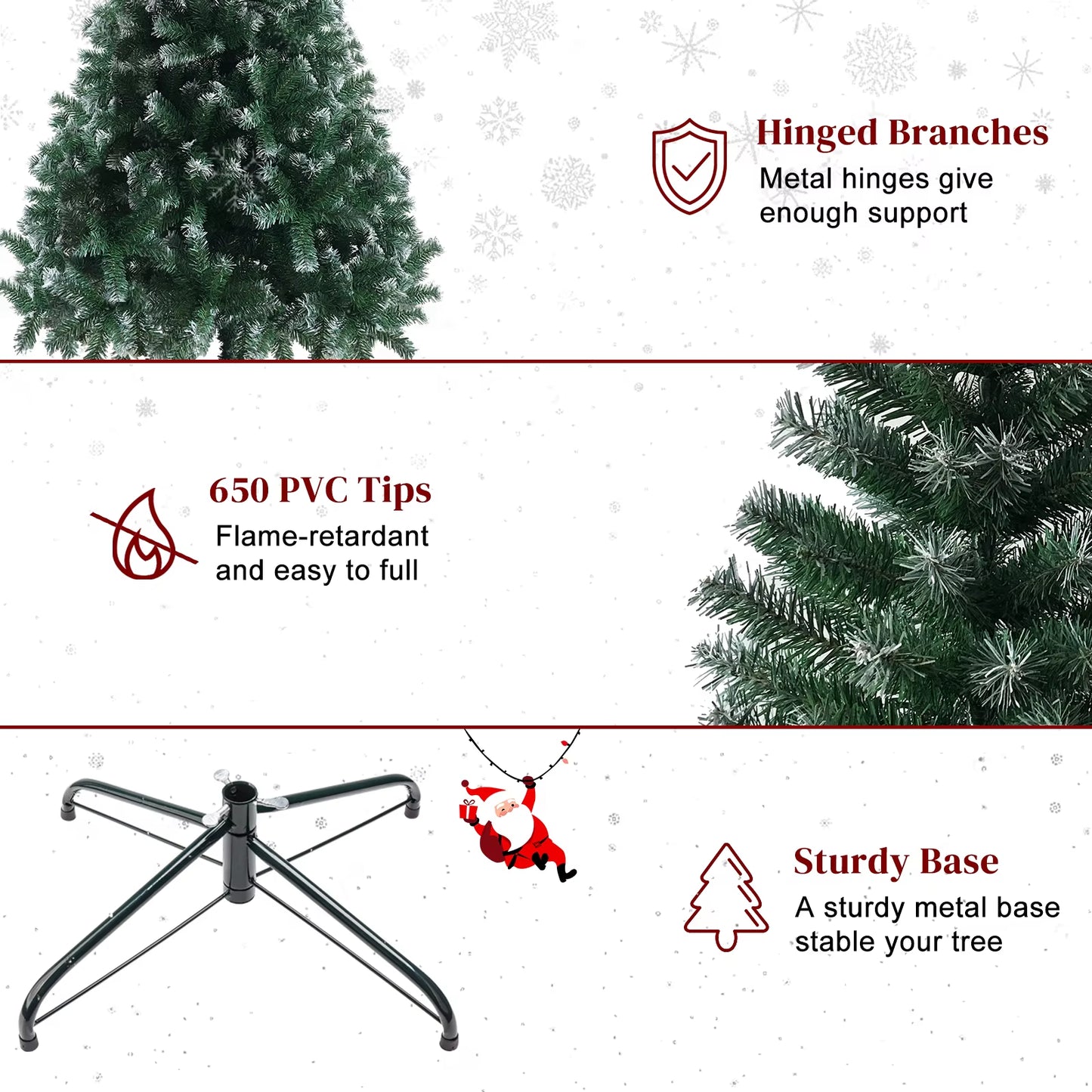 Christmas Tree 6FT Iron Leg White PVC 812 Branches 