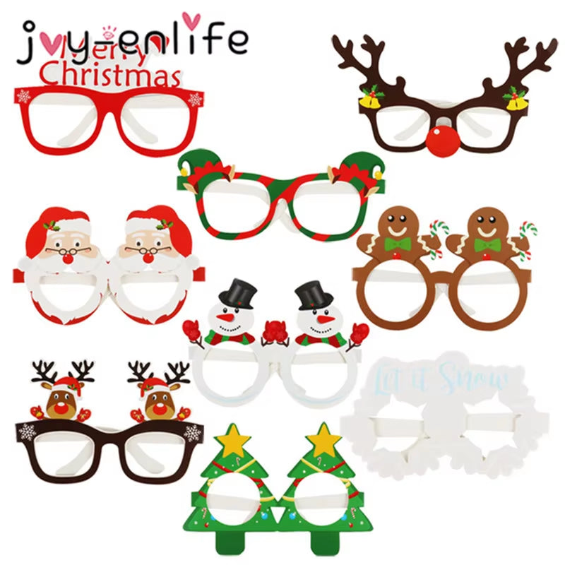 9Pcs Santa Claus Glasses Frame