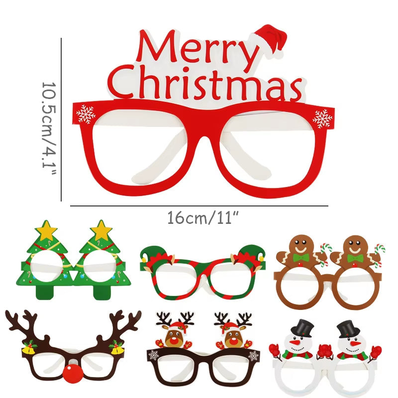 9Pcs Santa Claus Glasses Frame