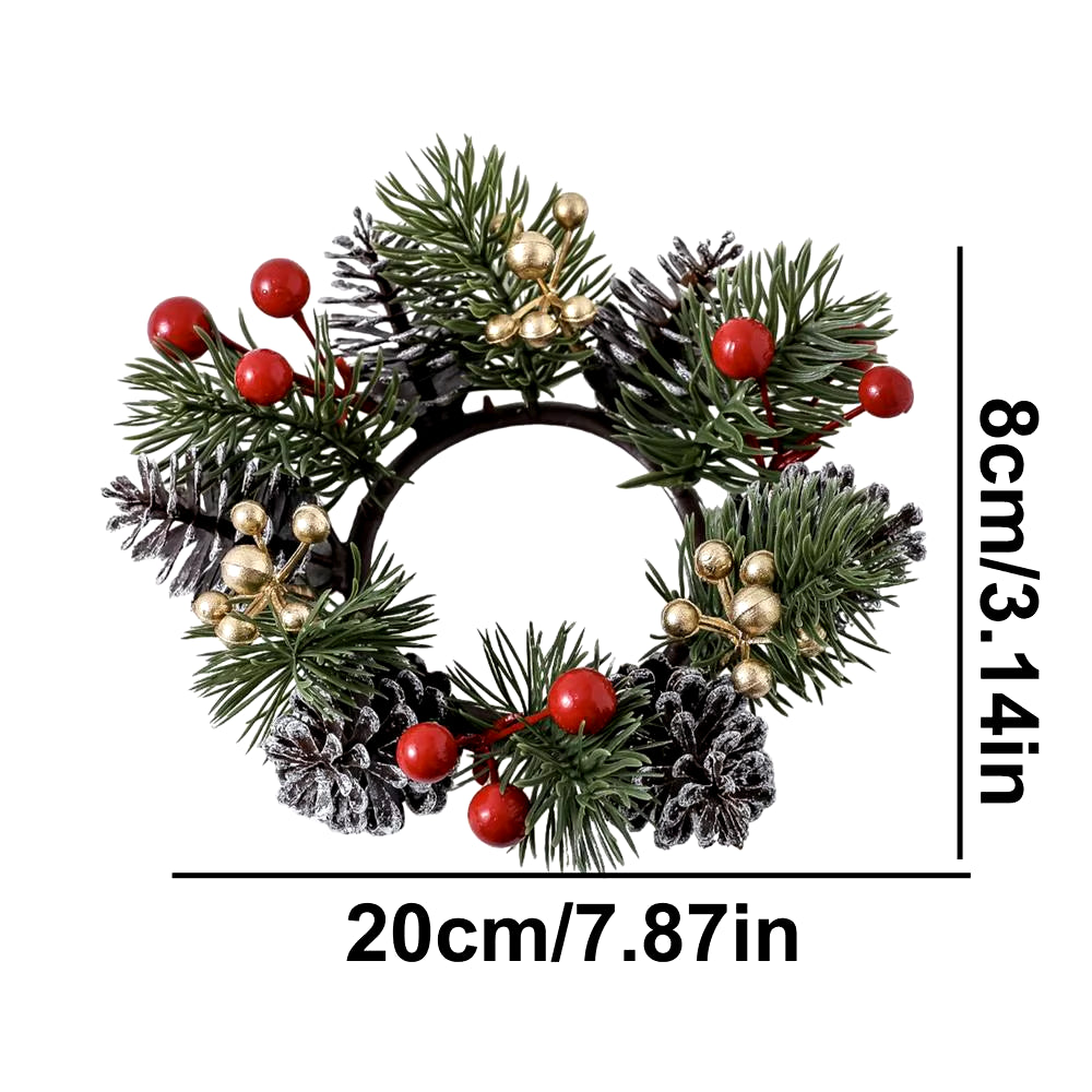 Christmas Candle Rings Wreaths Red Berry