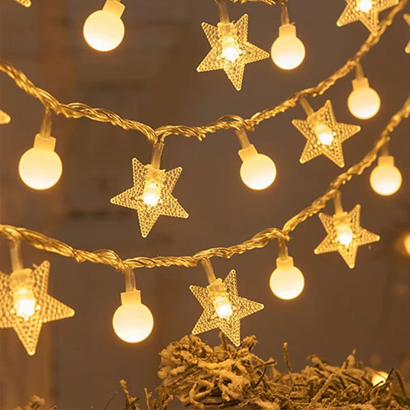 LED Snowflake Light Garland Stars