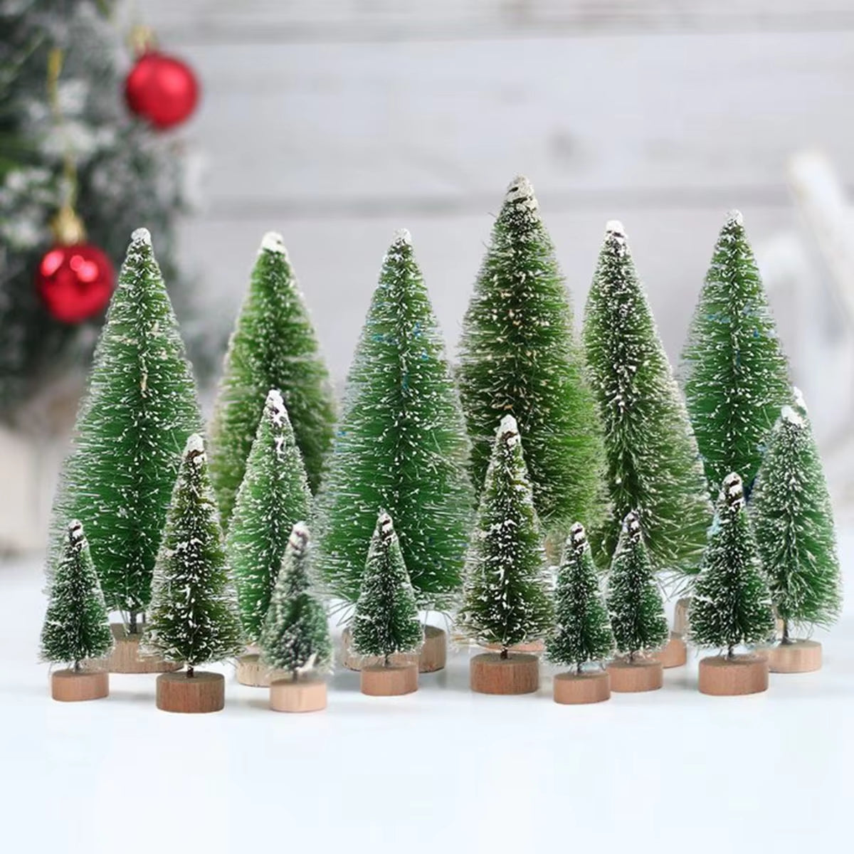 Mini Wooden Christmas Tree Blue, Green, White and Gold Christmas Tree Tabletop Ornament Decor