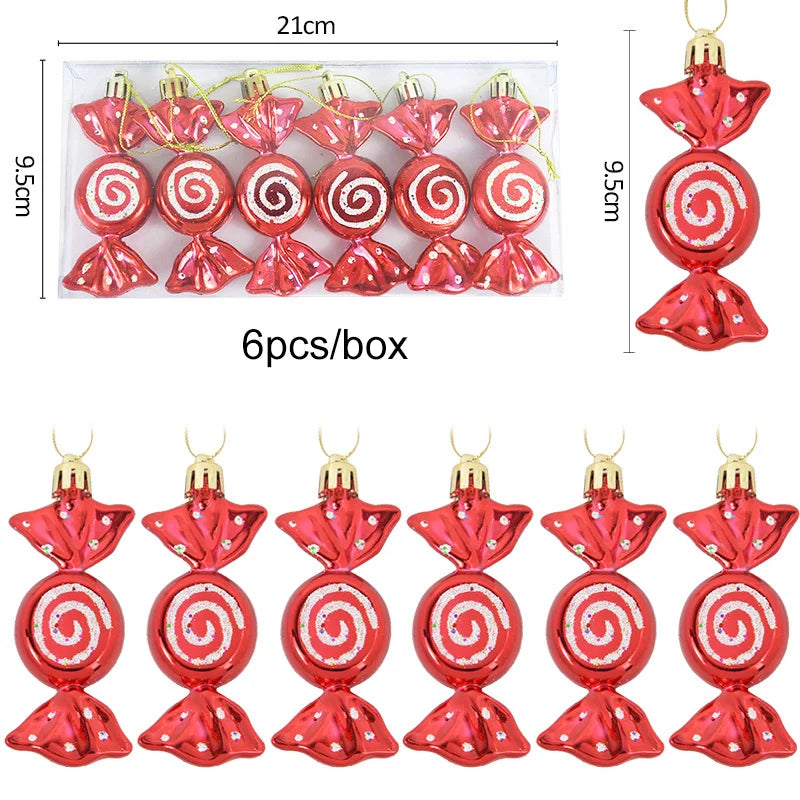 6Pcs Christmas Lollipop Candy Cane Ornaments Decorations for Home