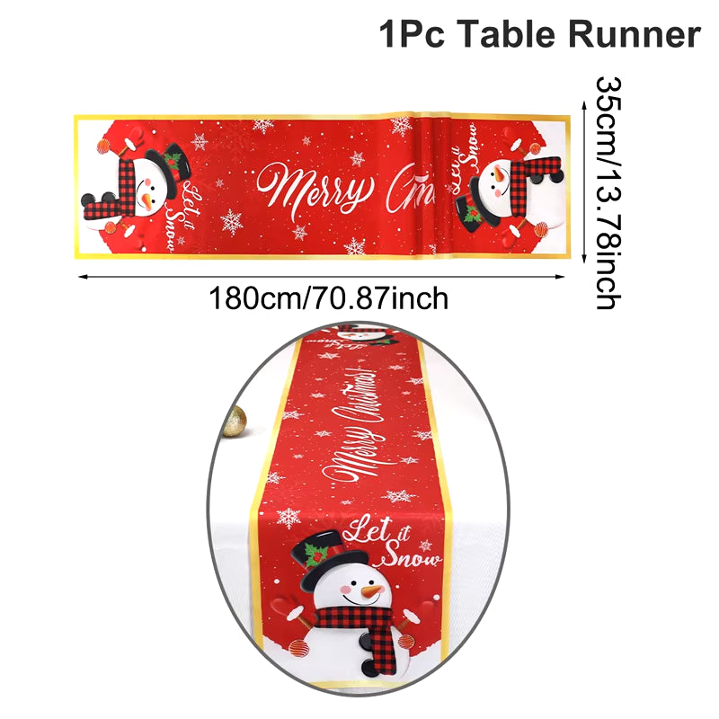 Santa Snowman Style Christmas Table Runner 