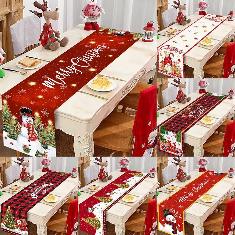 Santa Snowman Style Christmas Table Runner 