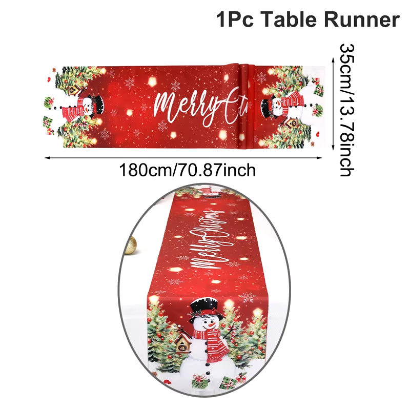 Santa Snowman Style Christmas Table Runner 