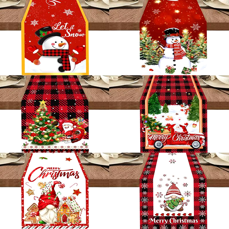 Santa Snowman Style Christmas Table Runner 