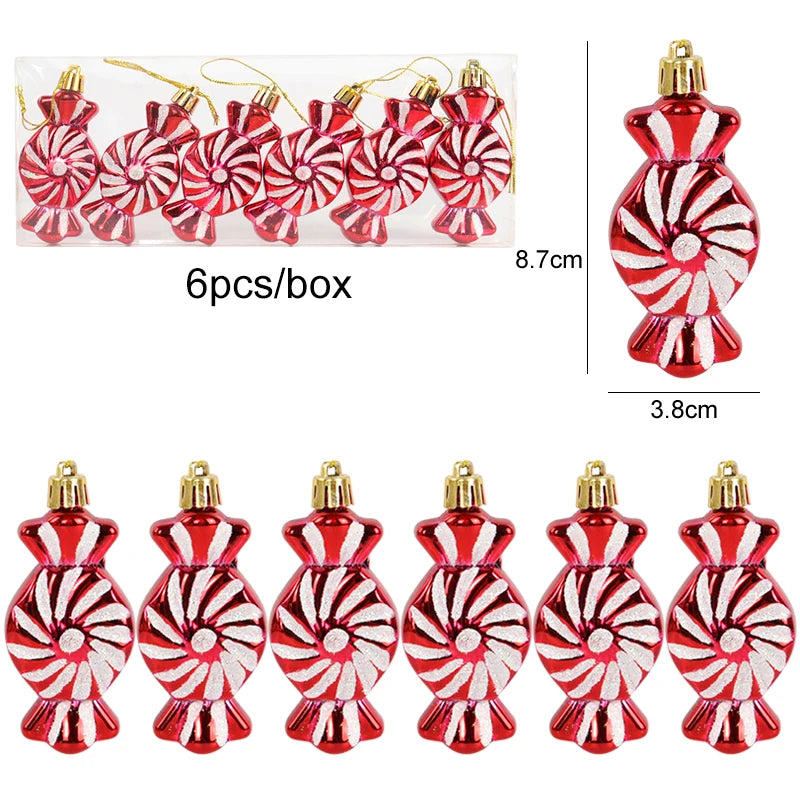 6Pcs Christmas Lollipop Candy Cane Ornaments Decorations for Home