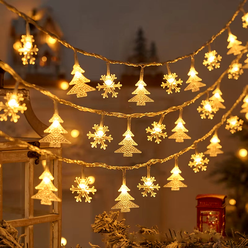 LED Snowflake Light Garland Stars