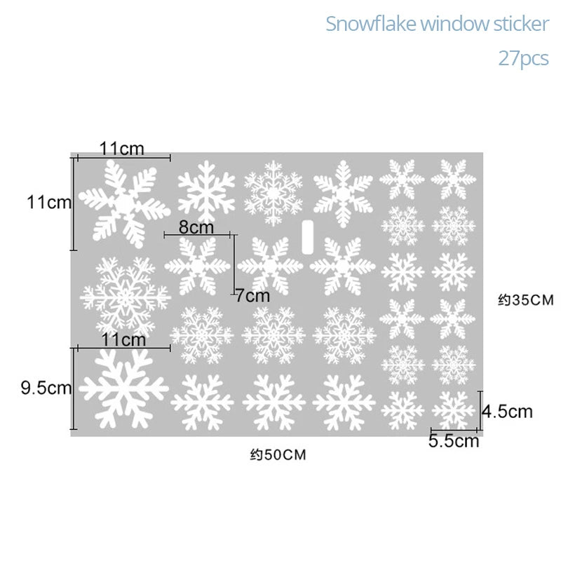 27Pcs Christmas White Snowflake Window Decals Stickers