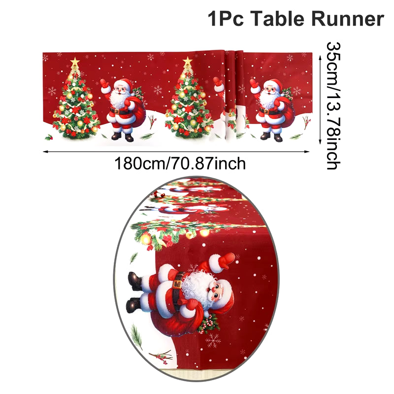 Santa Snowman Style Christmas Table Runner 