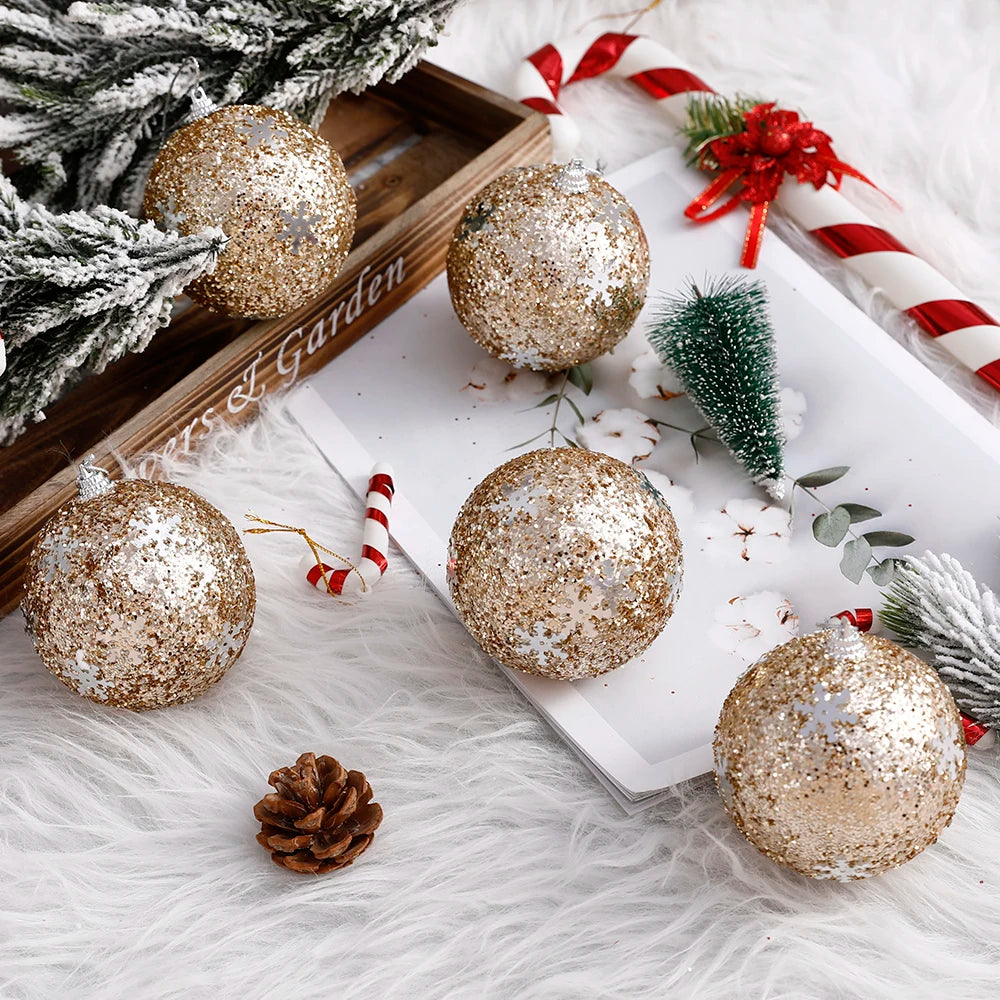 Glitter Christmas Balls 1/4 Pcs Tree Decoration