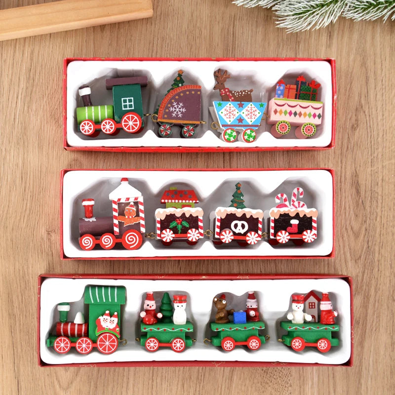 Christmas Wooden Train  Decorations for Home 2024 