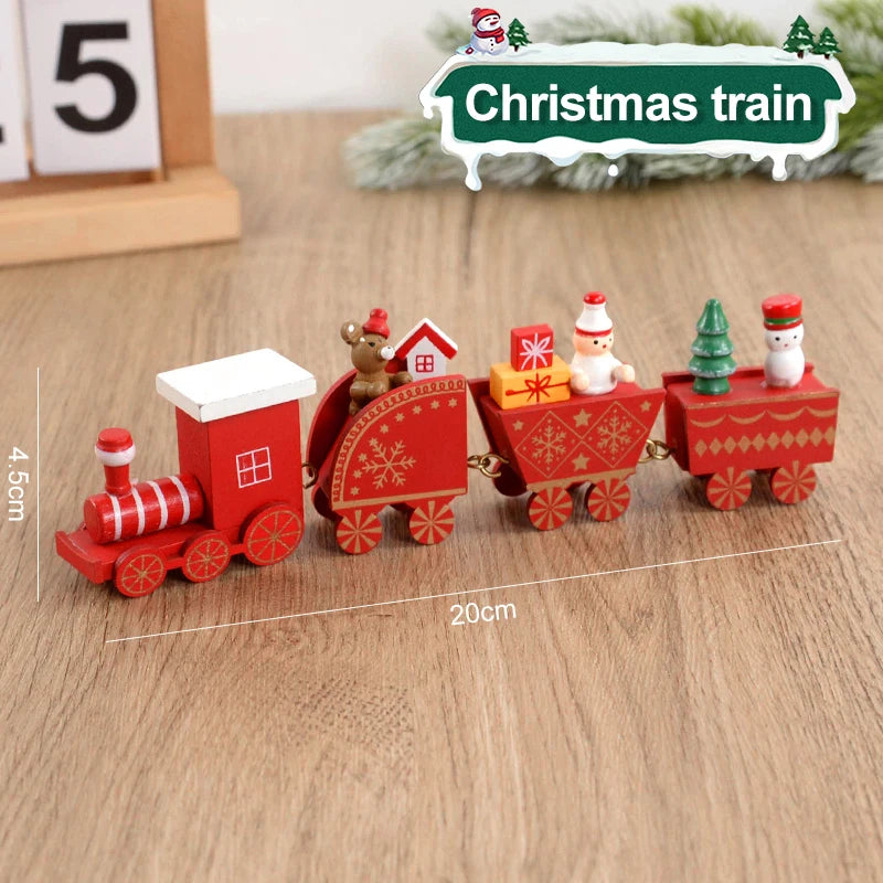 Christmas Wooden Train  Decorations for Home 2024 