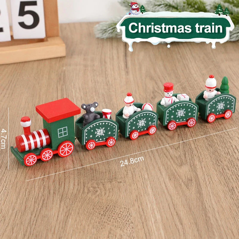 Christmas Wooden Train  Decorations for Home 2024 