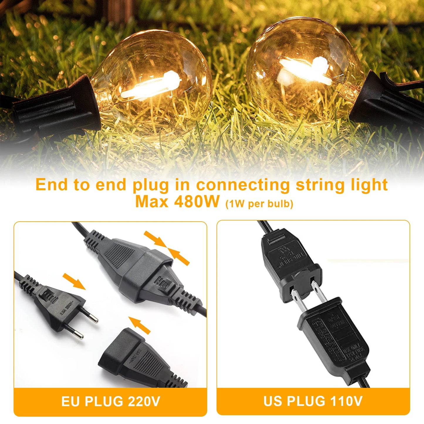 Christmas Outdoor Light Vintage Amber Glass Led Bulb Dimmable IP44 Waterproof