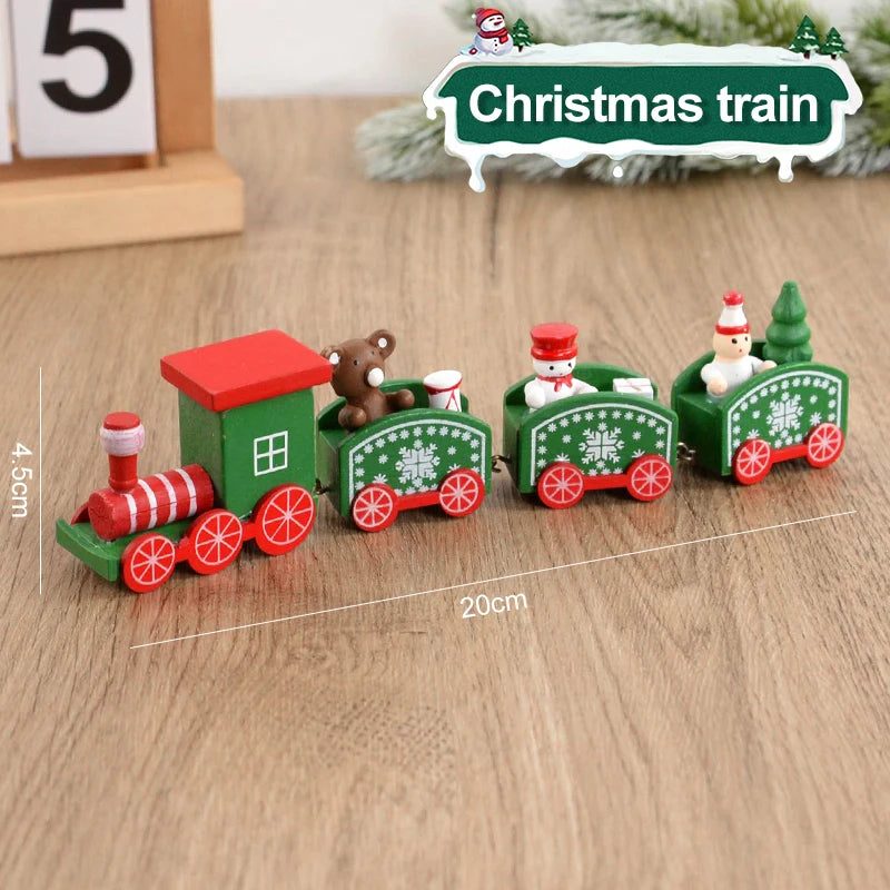 Christmas Wooden Train  Decorations for Home 2024 