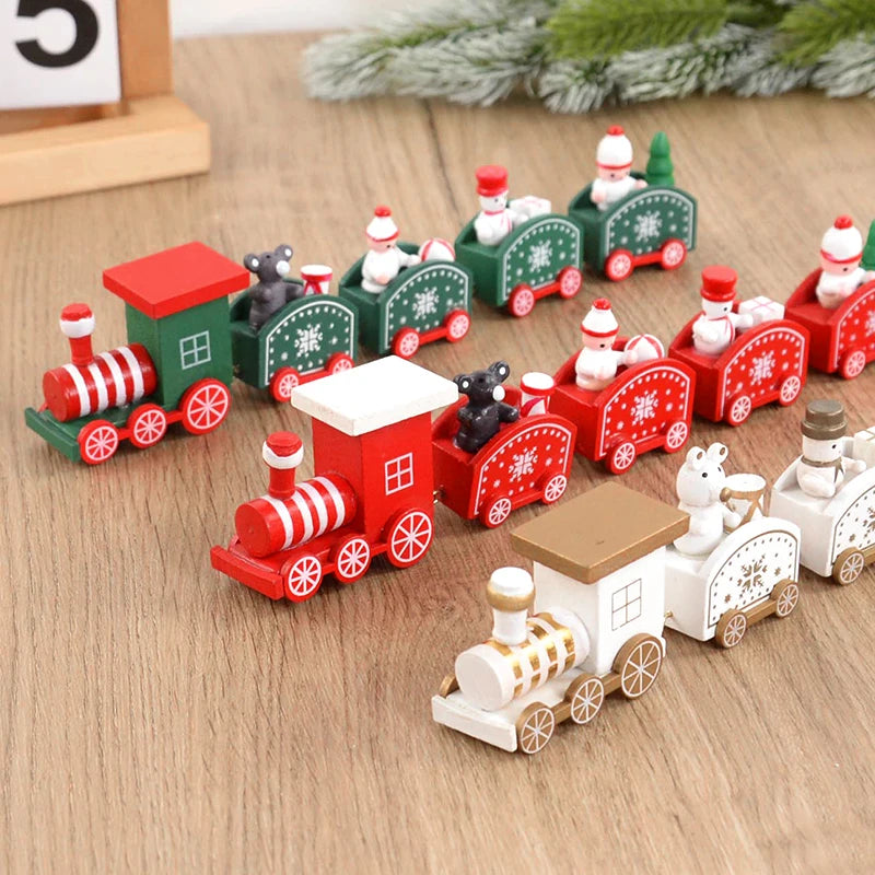 Christmas Wooden Train  Decorations for Home 2024 