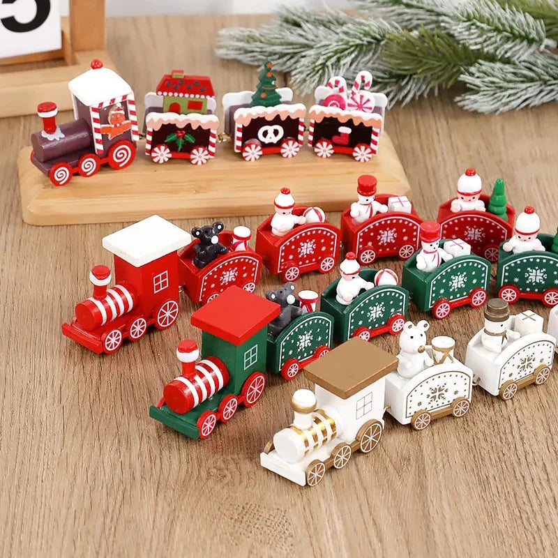 Christmas Wooden Train  Decorations for Home 2024 