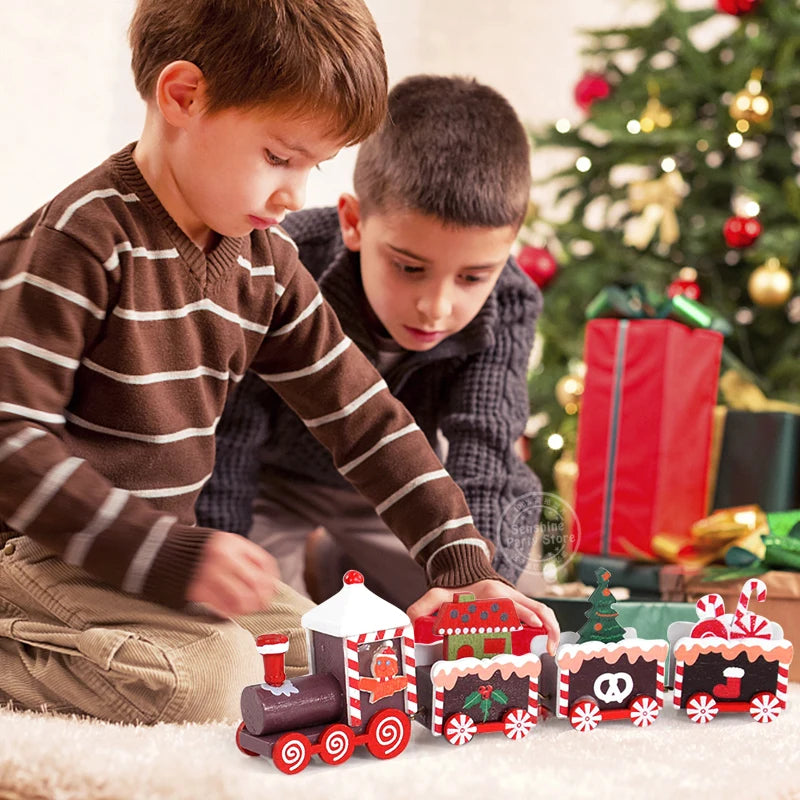 Christmas Wooden Train  Decorations for Home 2024 