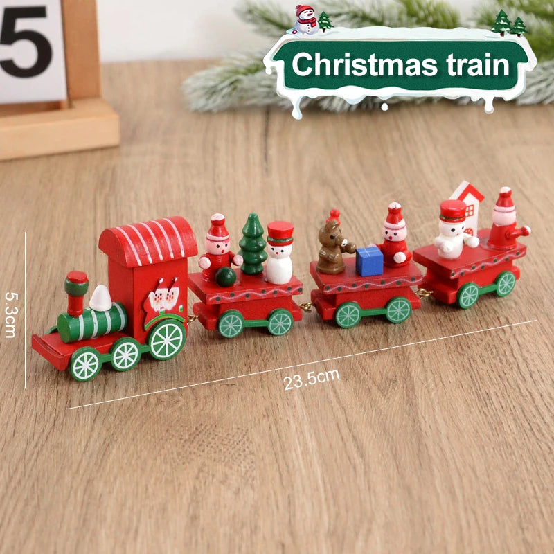 Christmas Wooden Train  Decorations for Home 2024 