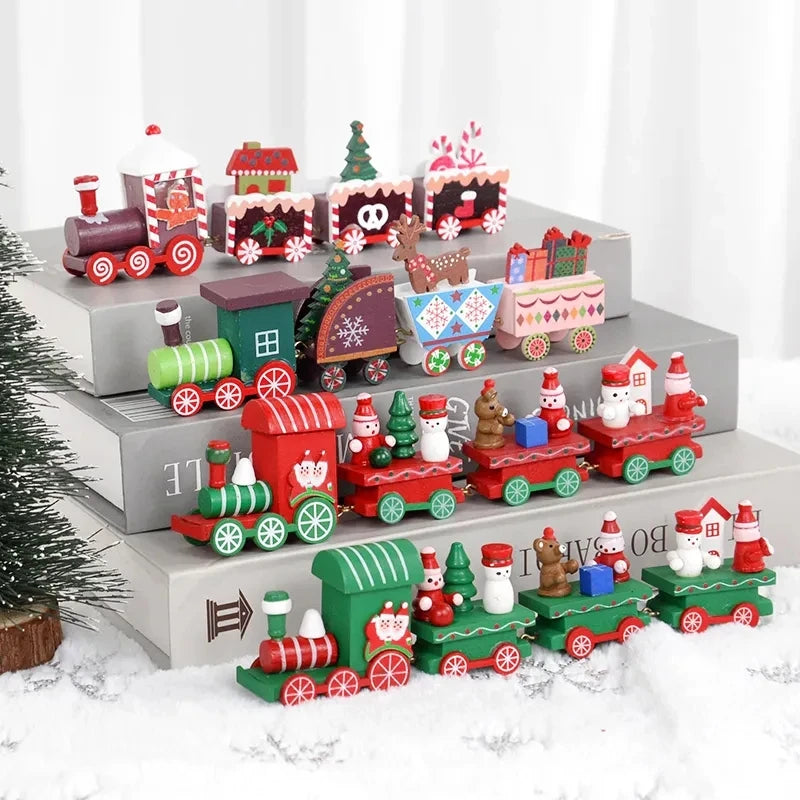 Christmas Wooden Train  Decorations for Home 2024 