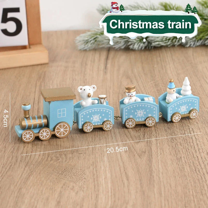 Christmas Wooden Train  Decorations for Home 2024 