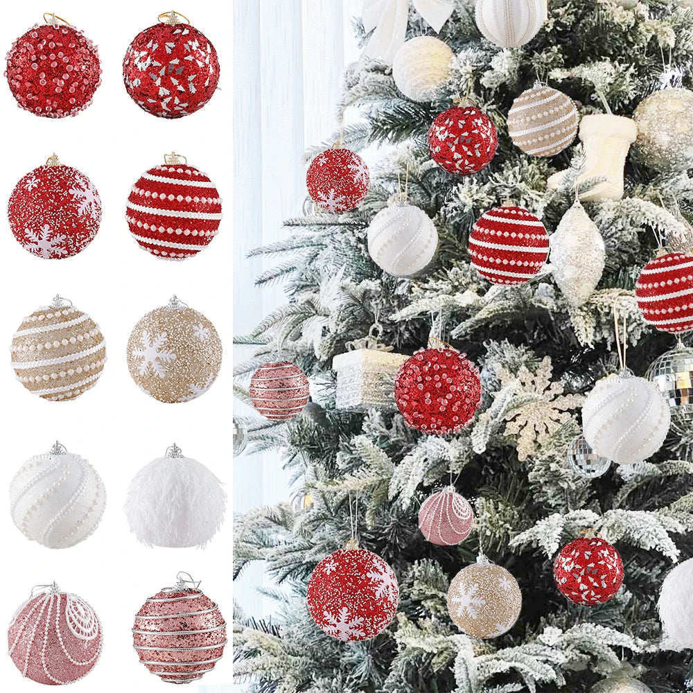 Glitter Christmas Balls 1/4 Pcs Tree Decoration