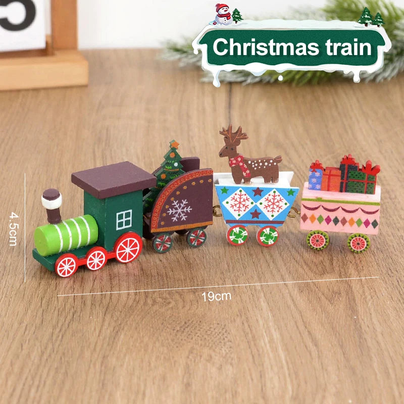 Christmas Wooden Train  Decorations for Home 2024 