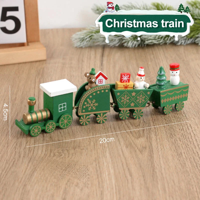 Christmas Wooden Train  Decorations for Home 2024 