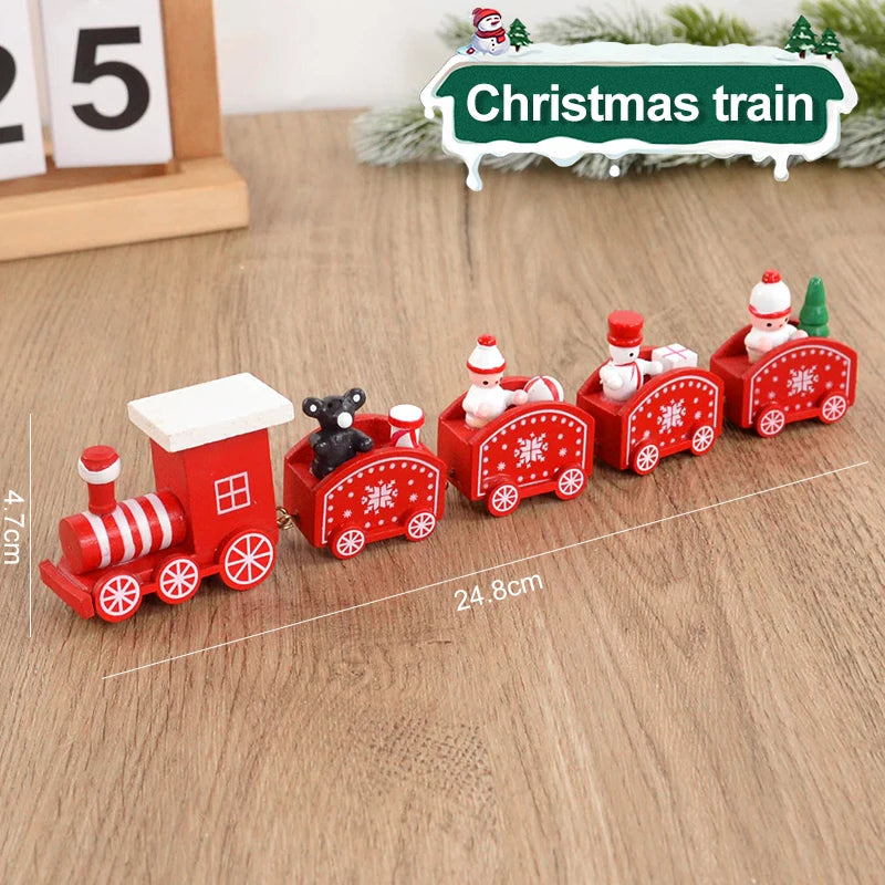 Christmas Wooden Train  Decorations for Home 2024 