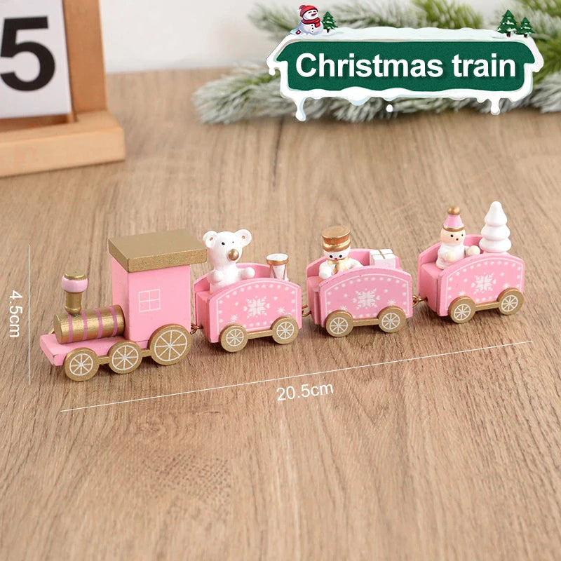 Christmas Wooden Train  Decorations for Home 2024 