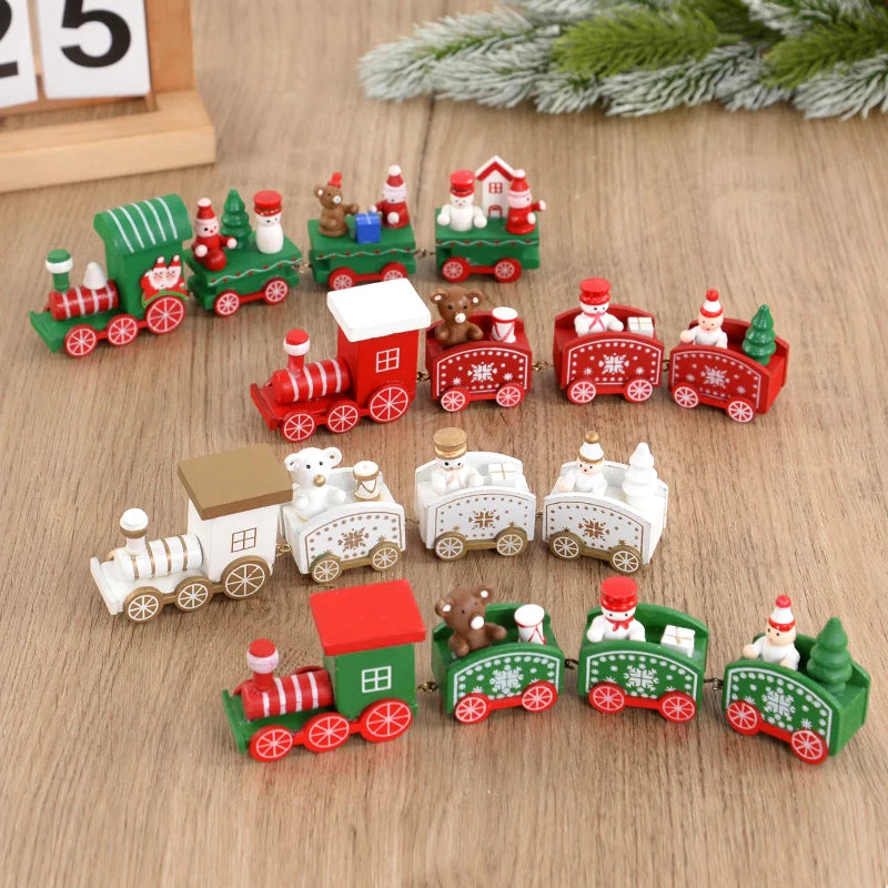 Christmas Wooden Train  Decorations for Home 2024 