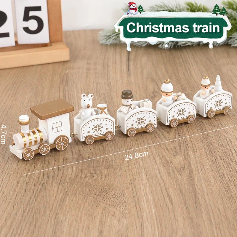 Christmas Wooden Train  Decorations for Home 2024 