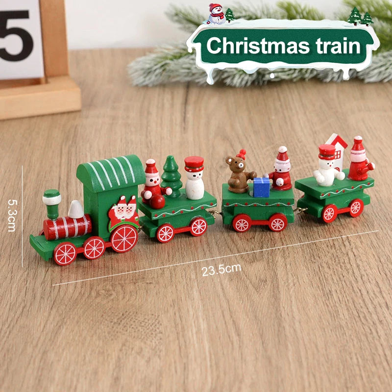 Christmas Wooden Train  Decorations for Home 2024 