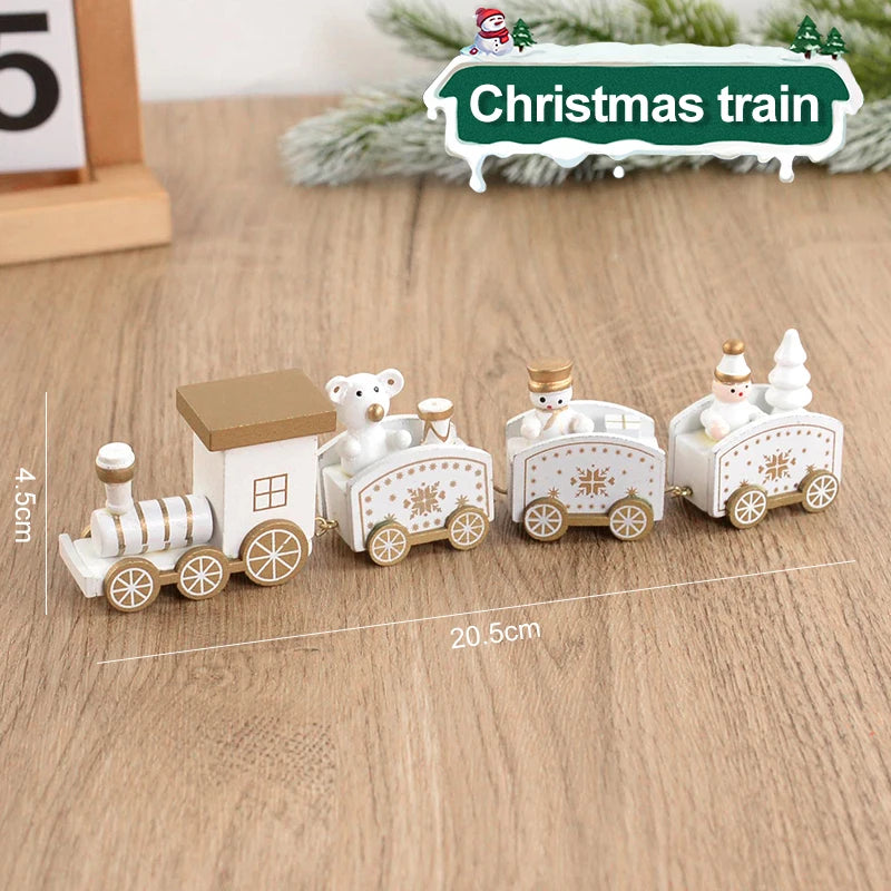 Christmas Wooden Train  Decorations for Home 2024 